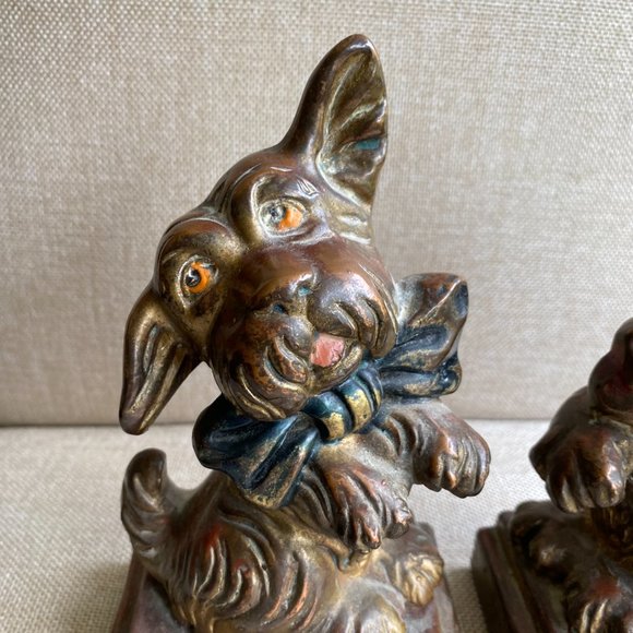 Armor Bronze Co. Puppy Dog with Bow Book Ends 1930's - Picture 3 of 12